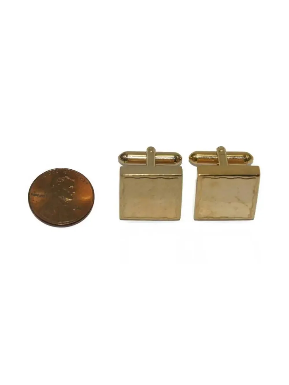 Vintage Swank Gold Tone Square Cuff Links. S in Pentagon Hallmark.
